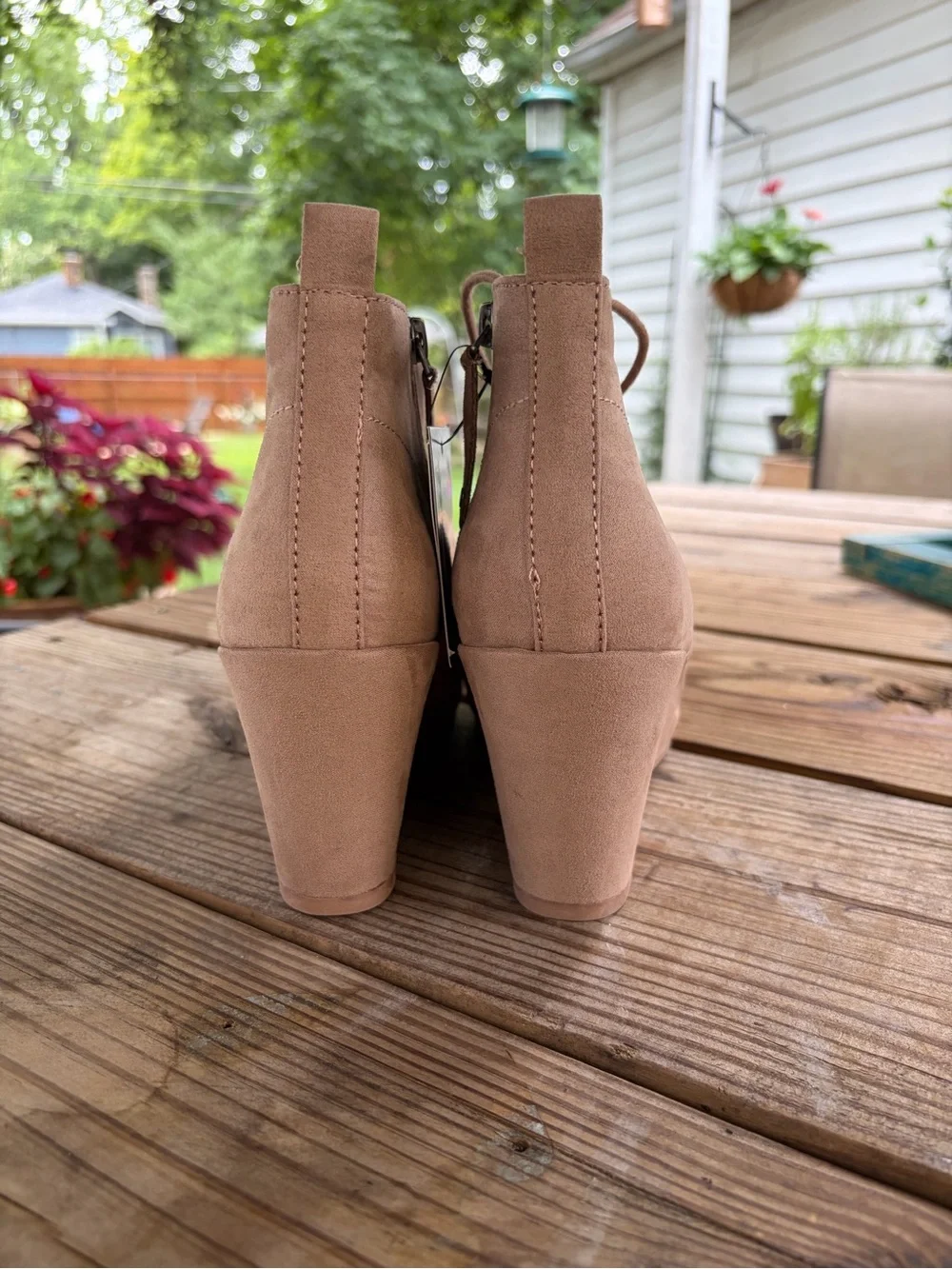 Dolce Vita Women's Taupe Lace-Up Wedge Booties